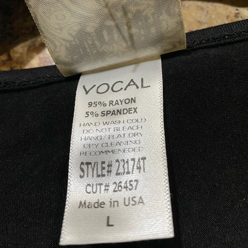Vocal Deep Black Sleeveless Top, Fringe Front, Round Neckline with Stud Detail - Picture 11 of 11